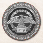 [600] Silberrömischer Kaiseradler über Medallion Runder Pappuntersetzer (Vorderseite)