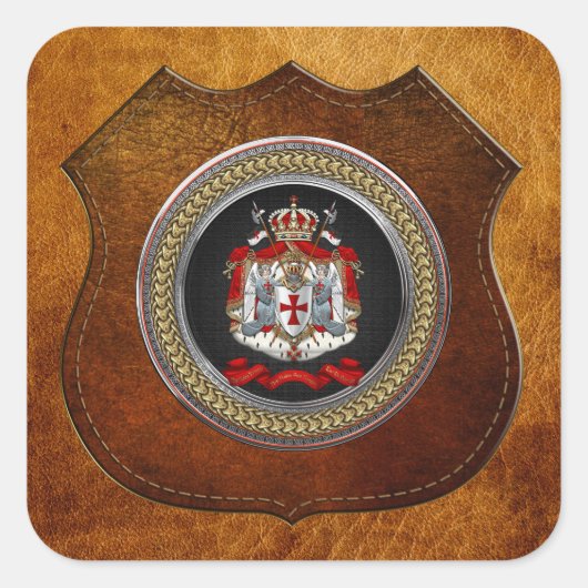 [600] Tempelwappen der Ritter Quadratischer Aufkleber (Vorderseite)