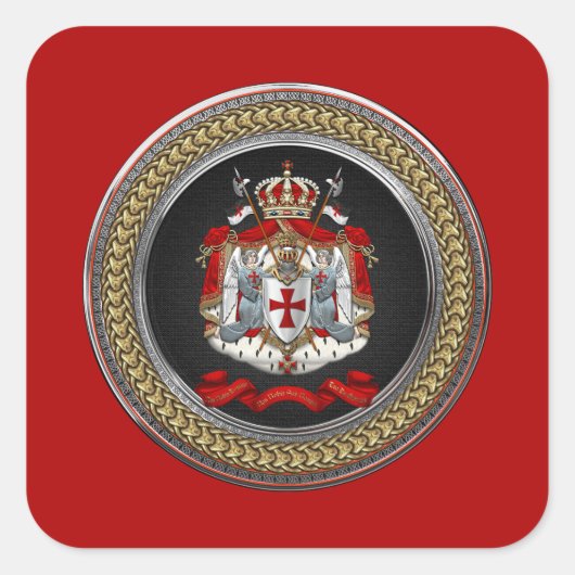 [600] Tempelwappen der Ritter Quadratischer Aufkleber (Vorderseite)