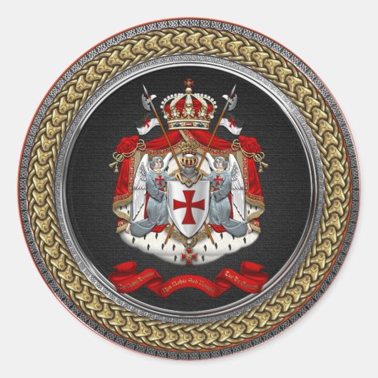 [600] Tempelwappen der Ritter Runder Aufkleber (Vorderseite)