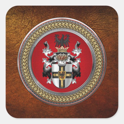 [600] Wappen-Teutonenkappe Quadratischer Aufkleber (Vorderseite)
