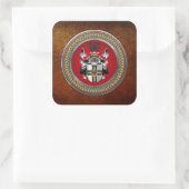 [600] Wappen-Teutonenkappe Quadratischer Aufkleber (Tasche)