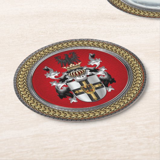 [600] Wappen-Teutonenkappe Runder Pappuntersetzer (Angewinkelt)