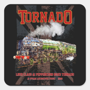60163 Tornado Vintage Dampfzuglokomotive Quadratischer Aufkleber