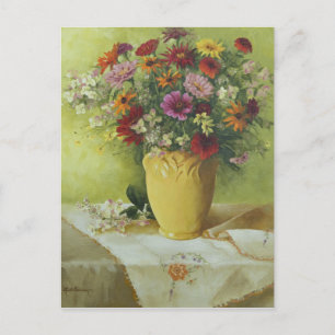 6021 Zinnias in Yellow McCoy Vase Postkarte