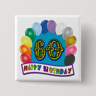 60. Alles- Gute zum Geburtstagballon-Waren Button