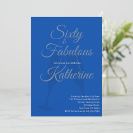 60 and Fabulous | 60th Birthday Party Blue Script Einladung