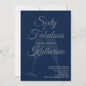 60 and Fabulous | 60th Birthday Party Blue Script Einladung (Vorderseite)