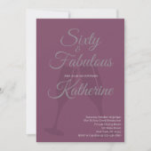 60 and Fabulous | 60th Birthday Party Plum Script Einladung (Vorderseite)