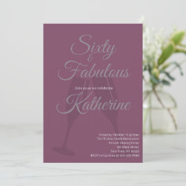 60 and Fabulous | 60th Birthday Party Plum Script Einladung