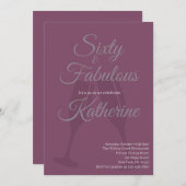 60 and Fabulous | 60th Birthday Party Plum Script Einladung (Vorne/Hinten)