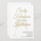 60 and Fabulous 60th Birthday Party White Gold Einladung (Vorne/Hinten)