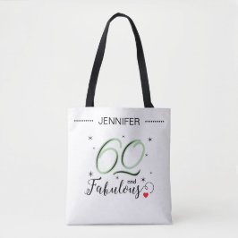 60 and Fabulous Black and White Personalized Name Tasche