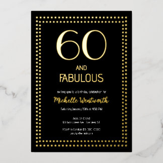 60 and Fabulous Elegant Sixtieth Birthday Party Folieneinladung