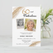 60 and Fabulous Gold 2 Photo Birthday Einladung (Stehend Vorderseite)