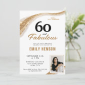 60 and Fabulous Gold 60th Birthday Einladung (Stehend Vorderseite)