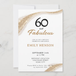 60 and Fabulous Gold 60th Birthday Invitation Einladung