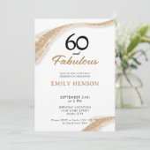 60 and Fabulous Gold 60th Birthday Invitation Einladung (Stehend Vorderseite)