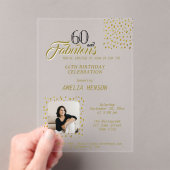 60 and Fabulous Gold Glitter Photo 60th Birthday Acryleinladungen (Insitu (Handheld))