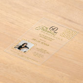 60 and Fabulous Gold Glitter Photo 60th Birthday Acryleinladungen (Ablage )