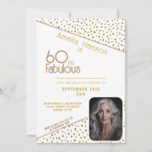 60 and Fabulous Gold Glitter Photo 60th Birthday