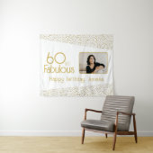 60 and Fabulous Gold Glitter Photo 60th Birthday Wandteppich (Beispiel (Horizontal))