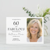 60 and Fabulous Photo 60th Birthday Party Einladung (Stehend Vorderseite)