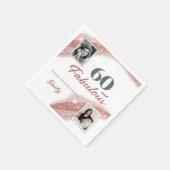 60 and Fabulous Rose Gold Photo Birthday Party Serviette (Ecke)