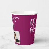 60 and Fabulous Script Photo Magenta 60th Birthday Pappbecher (Links)