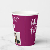 60 and Fabulous Script Photo Magenta 60th Birthday Pappbecher (Rechts)