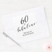 60 and Fabulous Sixtieth Birthday Elegant Script Quadratischer Aufkleber (Umschlag)