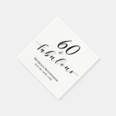 60 and Fabulous Sixtieth Birthday Elegant Script Serviette (Ecke)
