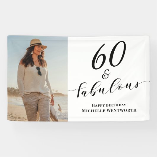 60 and Fabulous Sixtieth Birthday Photo Script Banner (Horizontal)