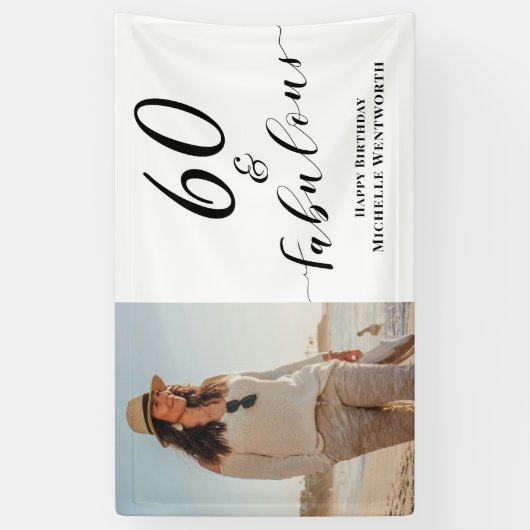 60 and Fabulous Sixtieth Birthday Photo Script Banner (Vertikal)