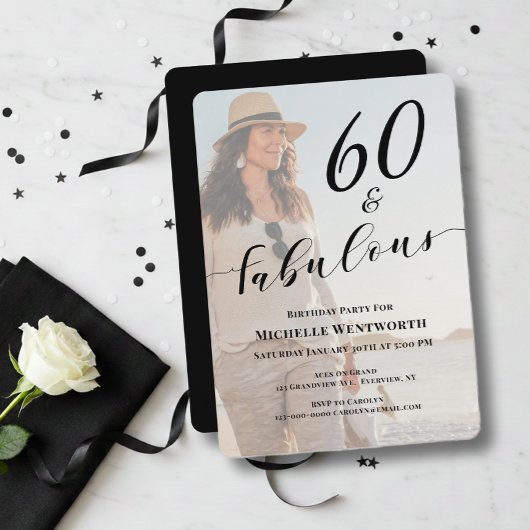 60 and Fabulous Sixtieth Birthday Photo Script Einladung