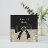 60. Antique Paper Black Diamond Jewel Bow Einladung (Stehend Vorderseite)