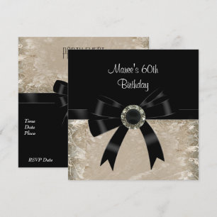 60. Antiquitäten-Papier Schwarze Diamant-Juwel-Bow Einladung