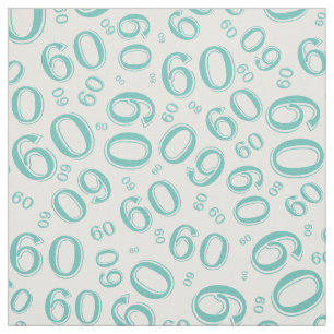 60. Aquamarines und weißes Zufallszahlenmuster 60 Stoff