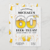 60. Beer Birthday Party Meilenstein Einladung (Vorne/Hinten)