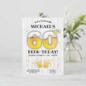 60. Beer Birthday Party Meilenstein Einladung (Stehend Vorderseite)