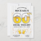 60. Beer Birthday Party Meilenstein Einladung (Vorderseite)
