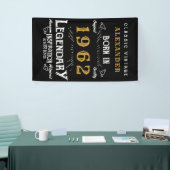 60. Birthday 1962 Add Name Black Gold Legendary Banner (Messeveranstaltung)