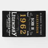 60. Birthday 1962 Add Name Black Gold Legendary Banner (Horizontal)