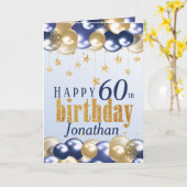 60. Birthday Navy Gold Glitzer Karte (Gelbe Blume)