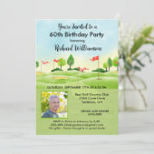 60. Birthday Party Foto Golf Einladung (Stehend Vorderseite)