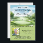60. Birthday Party Foto Golf Einladung<br><div class="desc">Diese festliche und farbenfrohe 60. Geburtstagsfeier lädt zum Golfen ein. Es verfügt über einen Golfplatz mit Golfklubs auf einem Golfplatz, viel zu personalisieren, um für Ihre eigene Veranstaltung und ein Foto geeignet zu machen. Wir haben alle Zutaten, um es zu einem besonderen Party zu machen - angefangen mit einer Party...</div>
