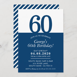 60. BIRTHDAY PARTY INVITE moderne minimale schwarz Einladung
