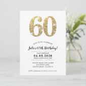 60. BIRTHDAY PARTY INVITE Moderner Glitzer Einladung (Stehend Vorderseite)