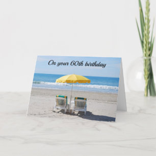 ** 60. BIRTHDAY WISHES SIND WIE TAG BEI BEACH Card Karte