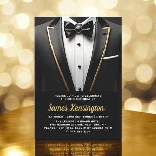 60. Black and Gold Tuxedo Geburtstagsveranstaltung Einladung